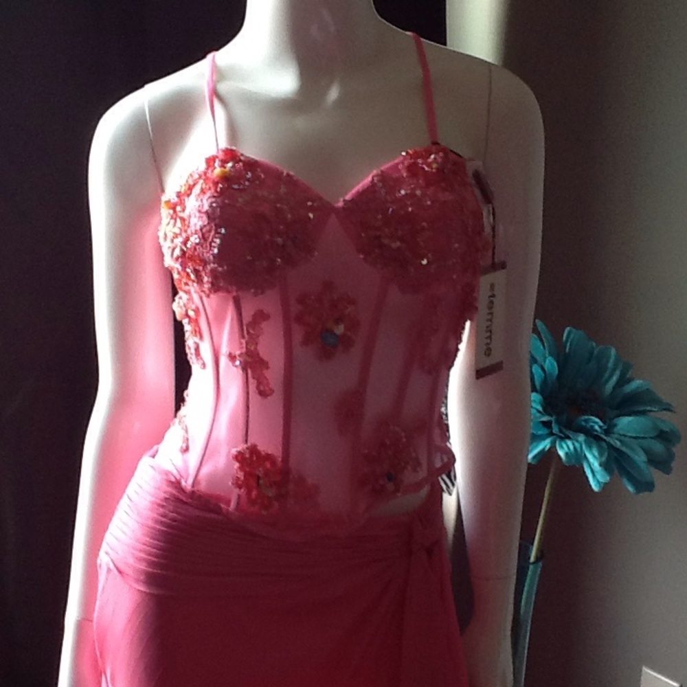2 piece pink evening gown